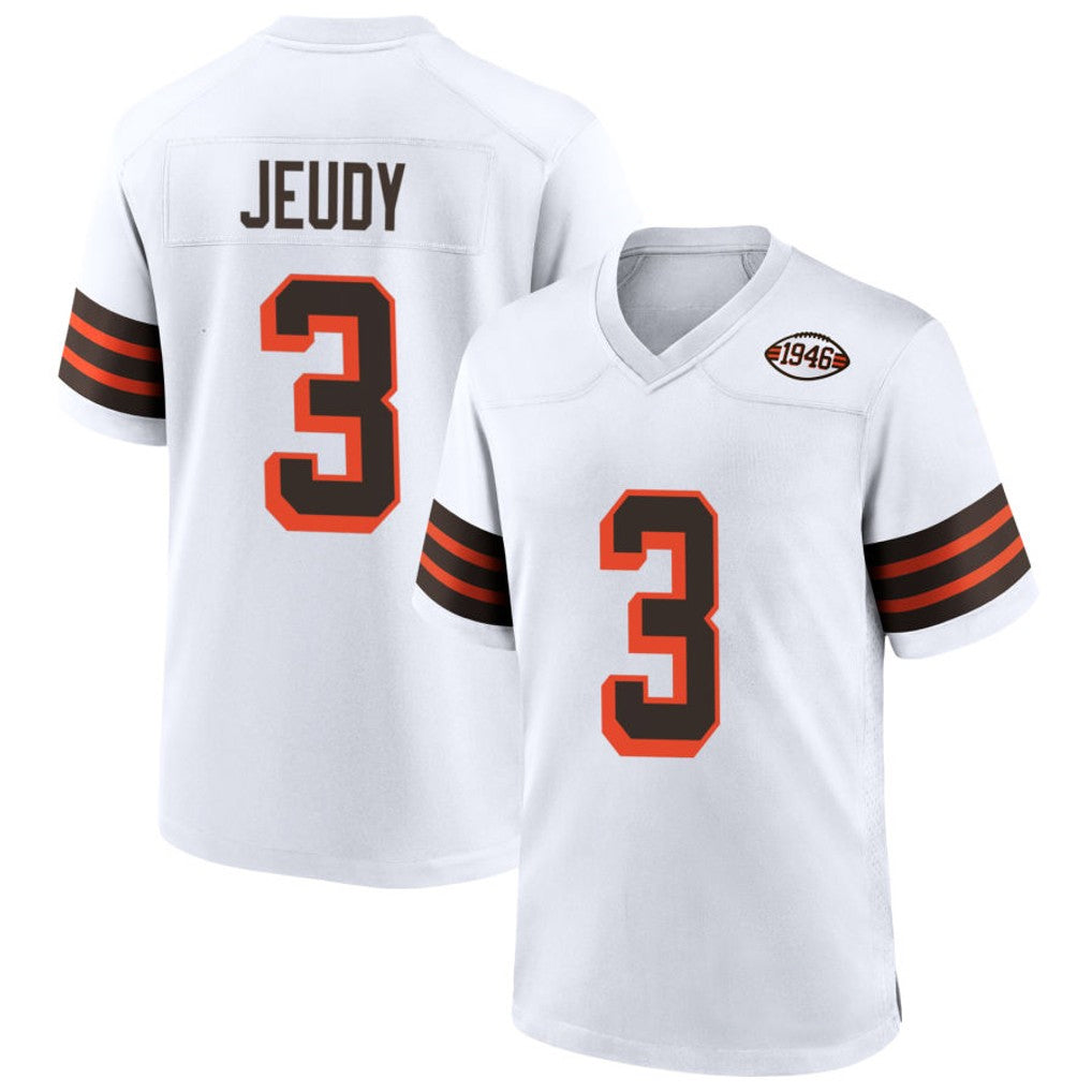 QdoaC.Browns #3 Jerry Jeudy Player White Alternate Home Game Stitched Jerseys