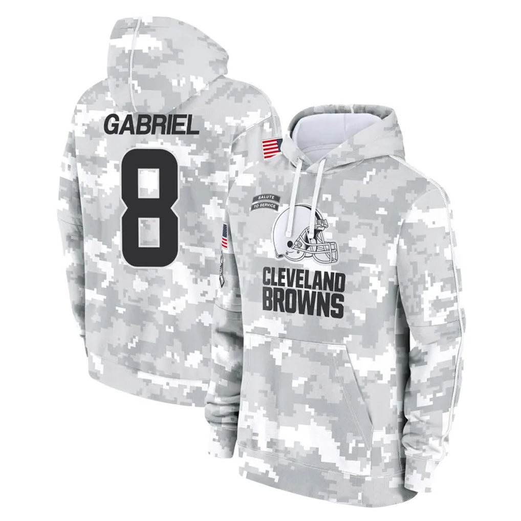 Qdoa C.Browns #8 Dillon Gabriel Player Arctic Camo Salute to Service Hoodies Limited Game Stitched Jerseys