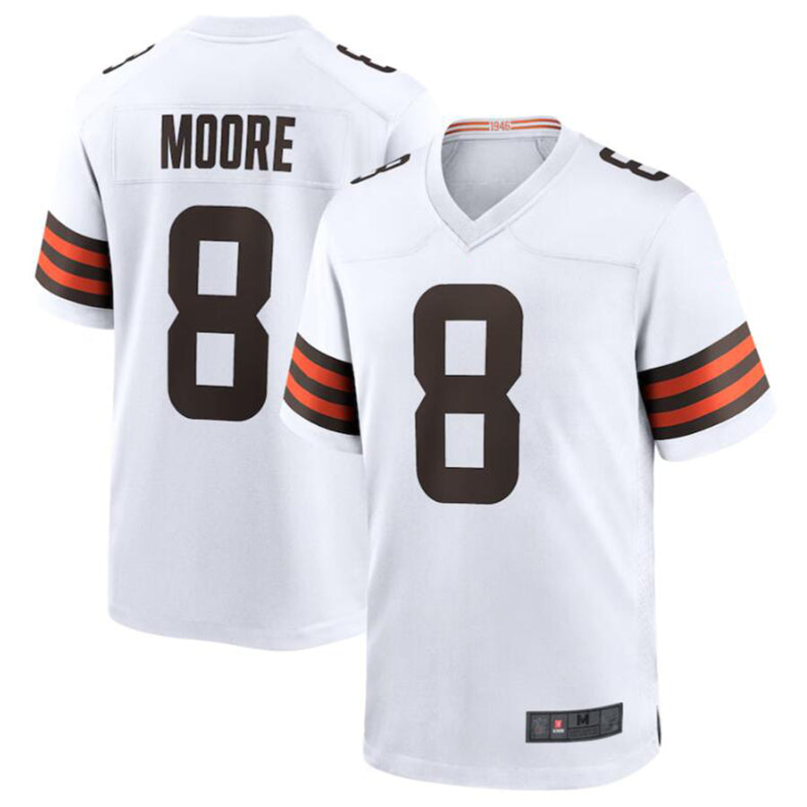 Qdoa C.Browns #8 Elijah Moore White Game Retired Player Jersey American Stitched  Jerseys