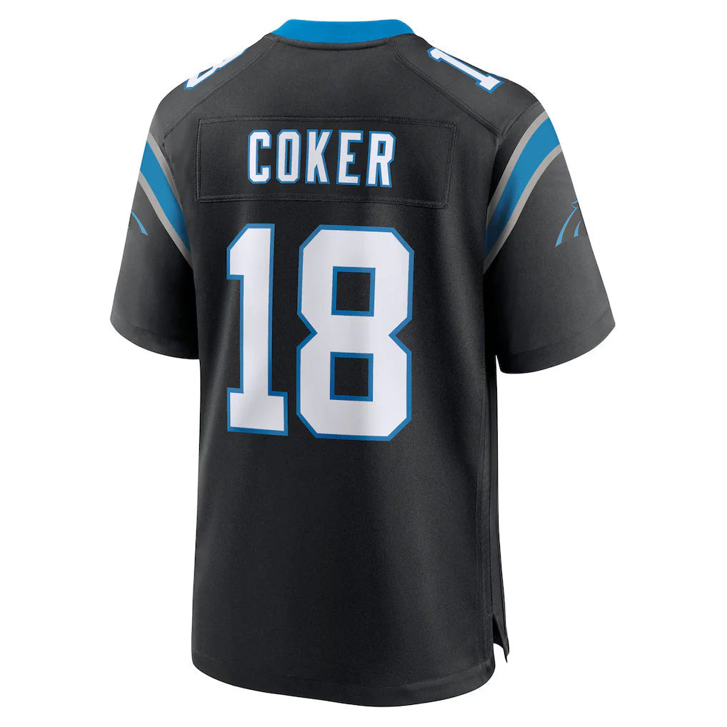 Qdoa C.Panthers #18 Jalen Coker Player Black Home Game Stitched Jerseys
