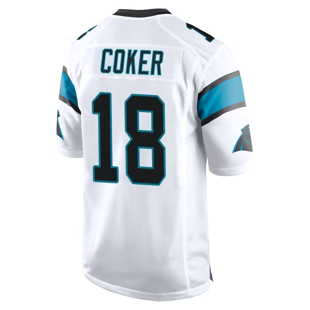 Qdoa C.Panthers #18 Jalen Coker Player White Game Stitched Jerseys
