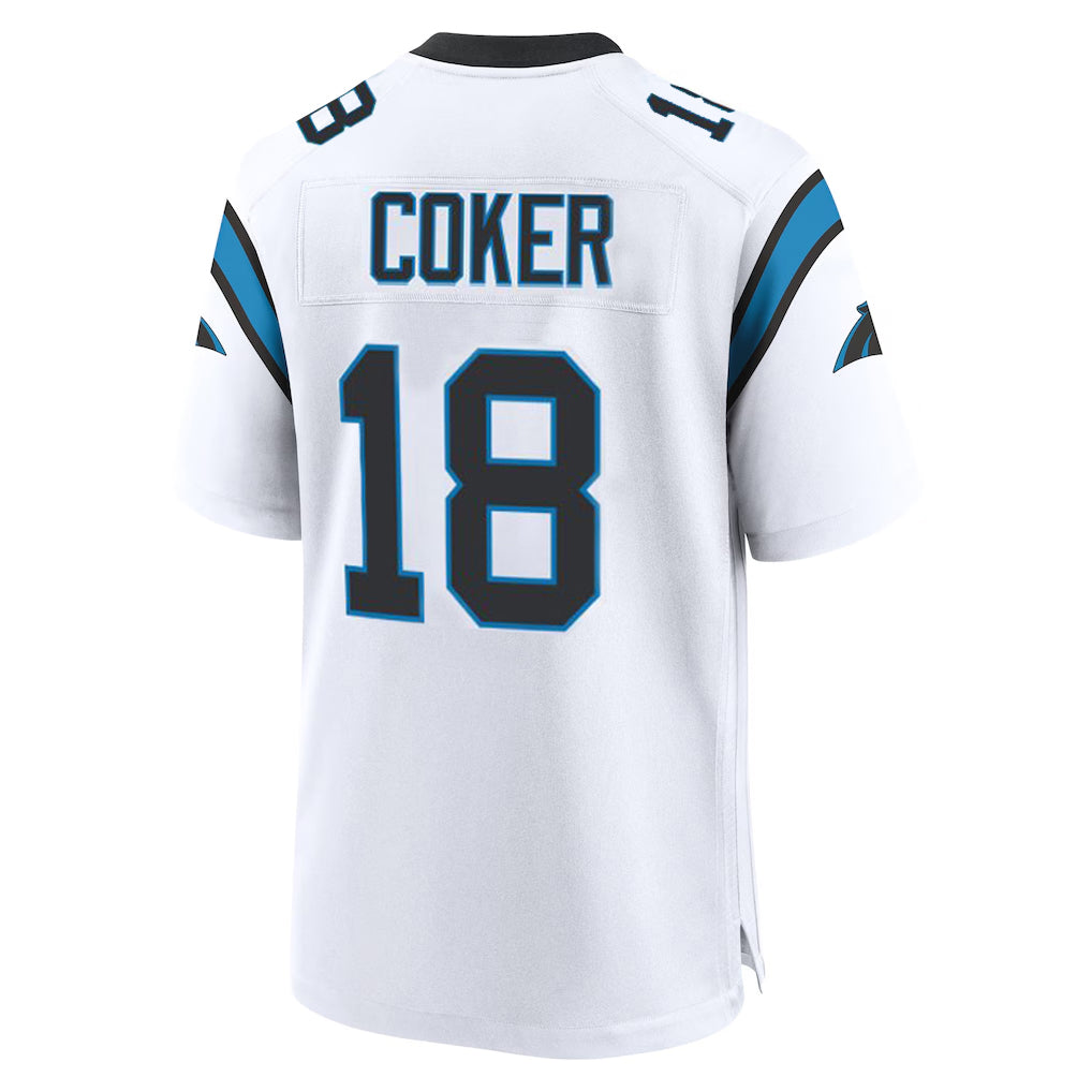 Qdoa C.Panthers #18 Jalen Coker Player White Home Game Stitched Jerseys