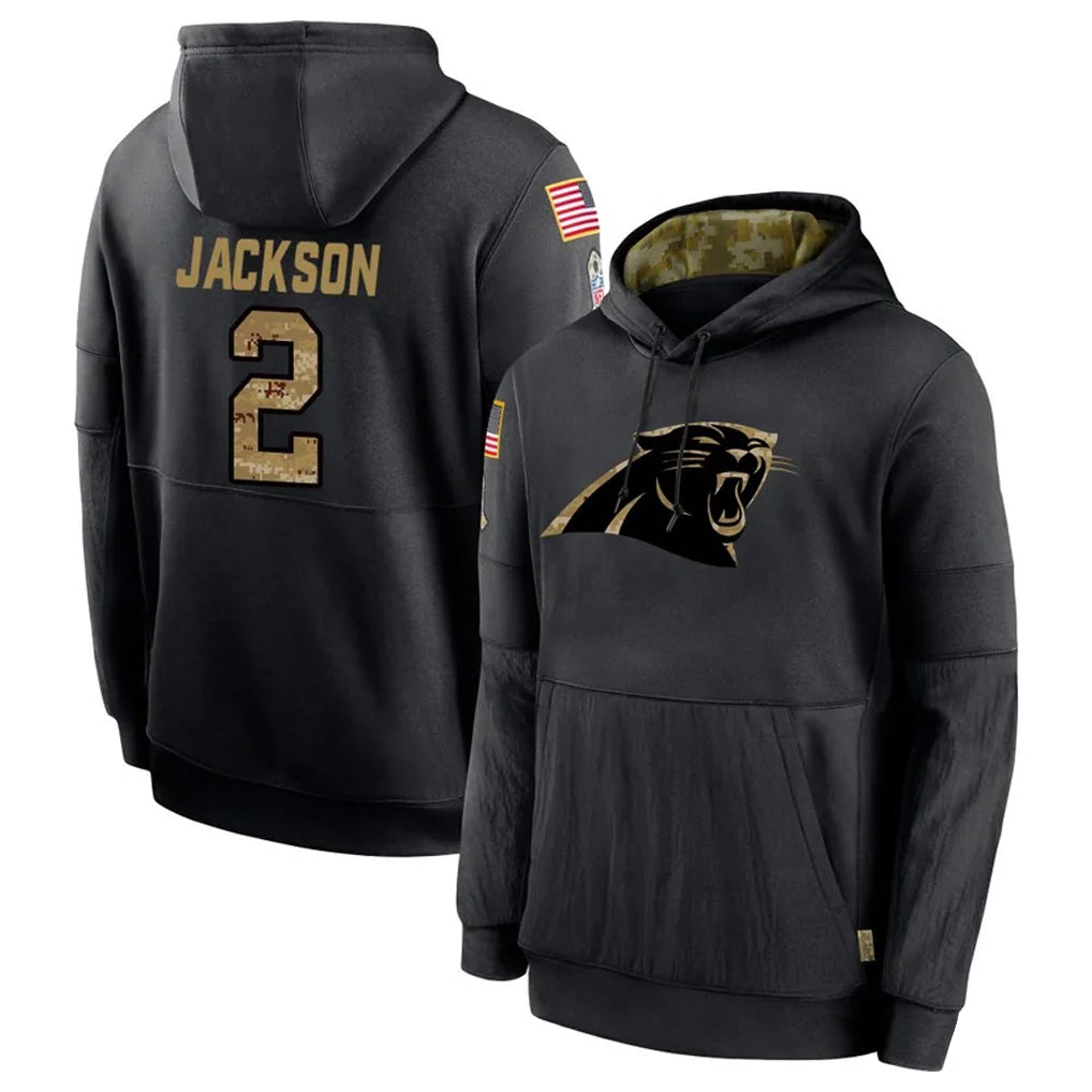 Qdoa C.Panthers #2 Michael Jackson Player Black Salute to Service Pullover Hoodies Limited Game Stitched Jerseys