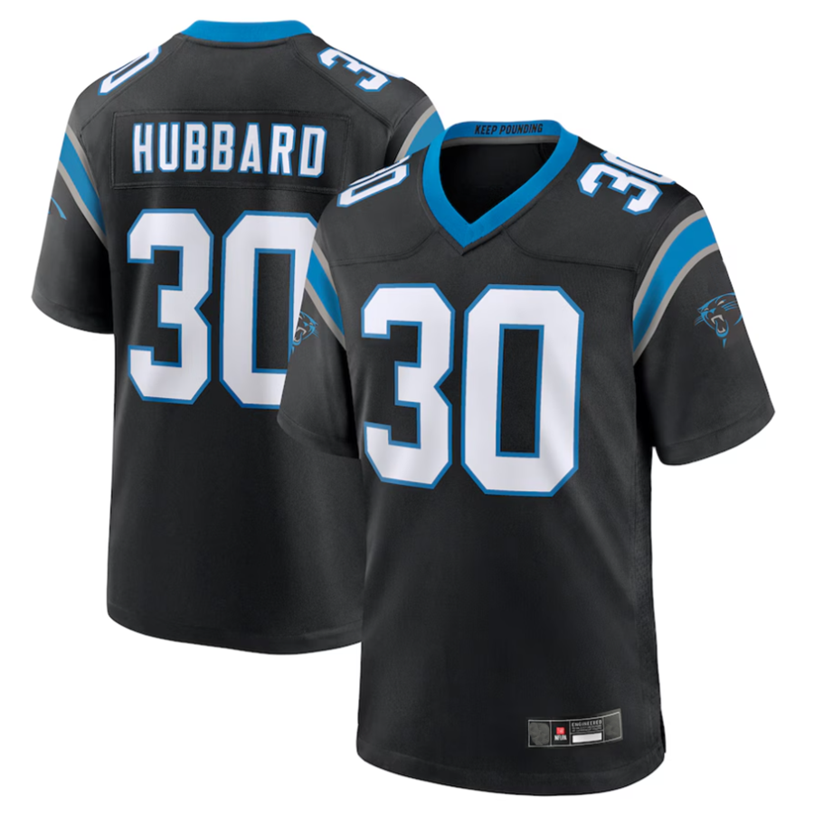 Qdoa C.Panthers #30 Chuba Hubbard Player Black Team Game Stitched Jerseys