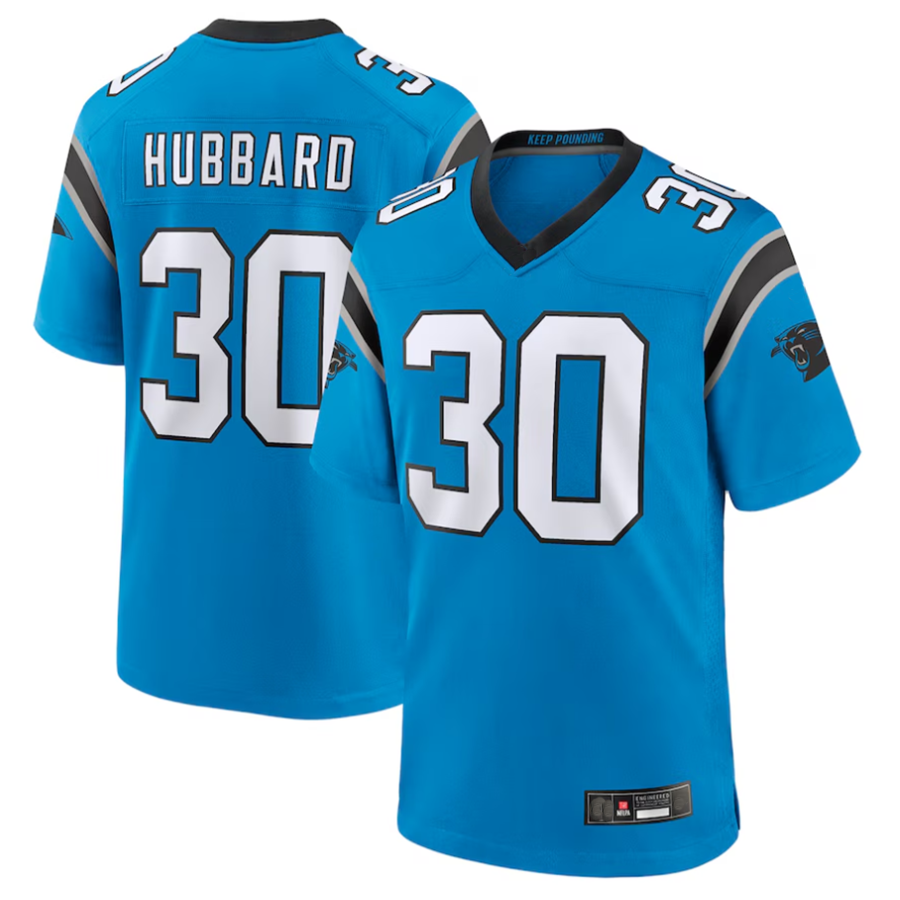 Qdoa C.Panthers #30 Chuba Hubbard Player Blue Game Stitched Jerseys