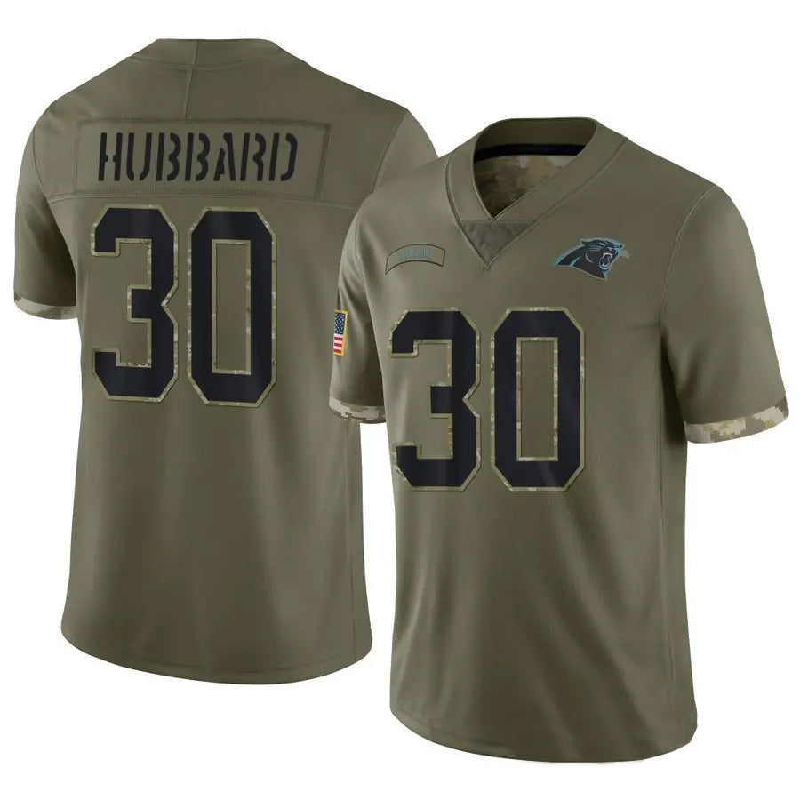 Qdoa C.Panthers #30 Chuba Hubbard Player Salute To Service Olive Stitched Jerseys
