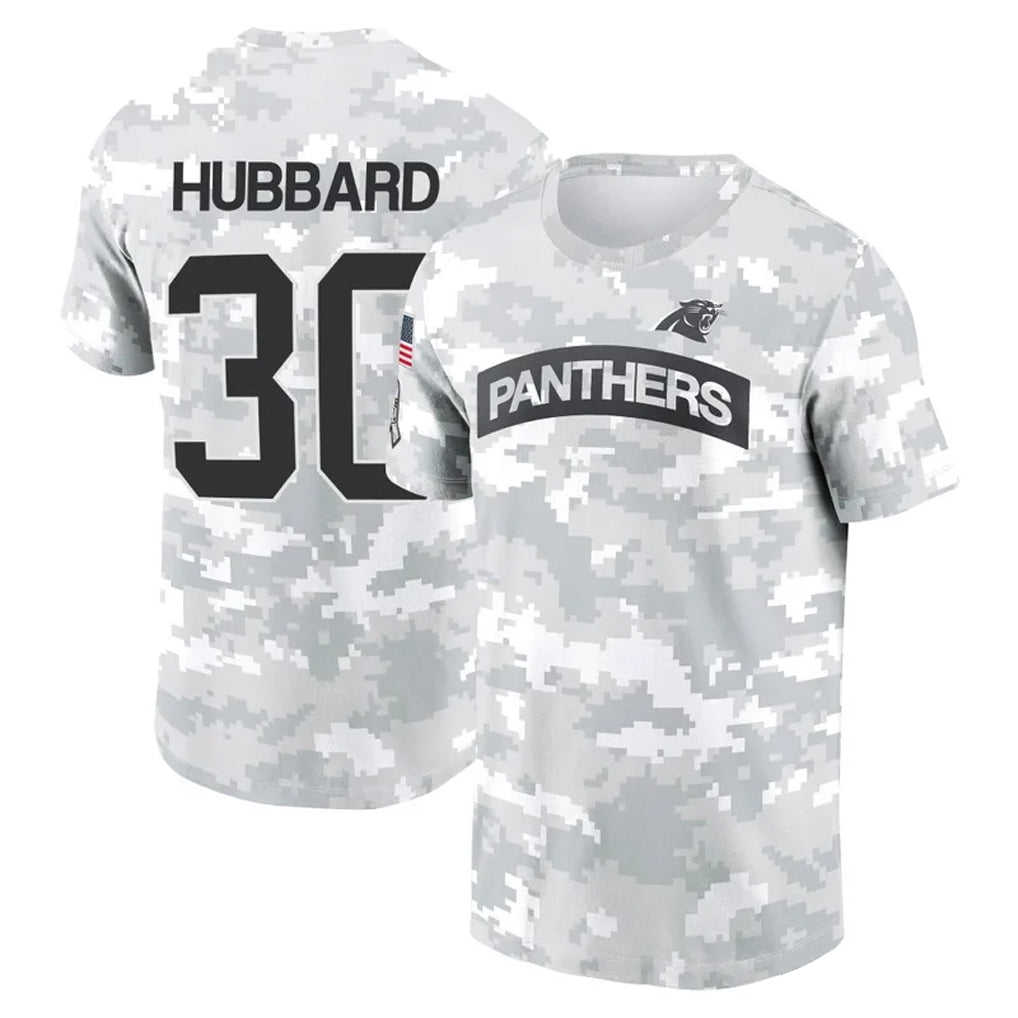 Qdoa C.Panthers #30 Chuba Hubbard Player Salute to Service Hoodies & T-Shirts Stitched Jerseys