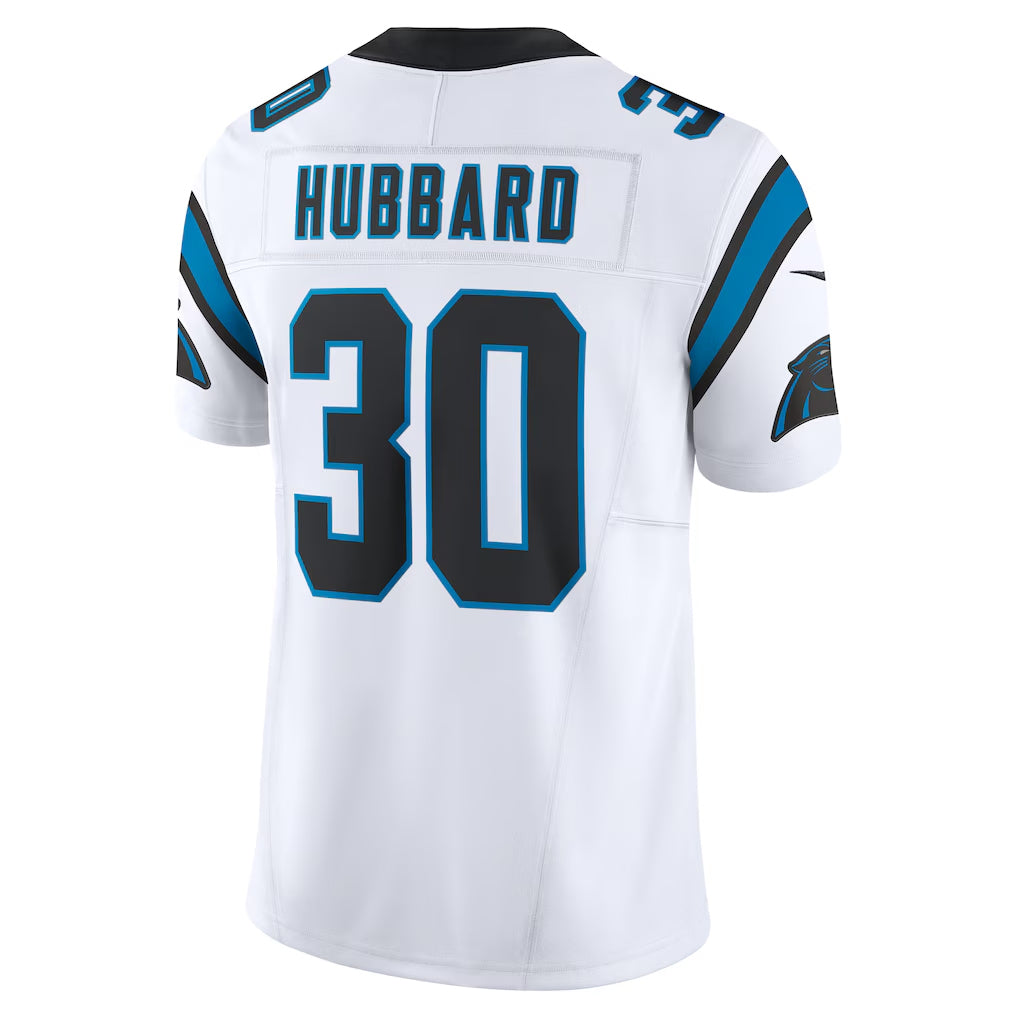 Qdoa C.Panthers #30 Chuba Hubbard Player White Vapor F.U.S.E. Limited Stitched Jerseys