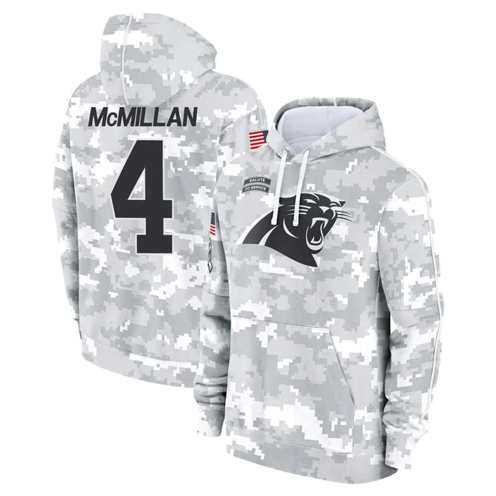 Qdoa C.Panthers #4 Tetairoa McMillan Player Arctic Camo Salute to Service Limited Hoodies Stitched Jerseys