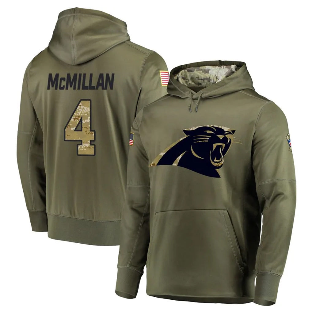 Qdoa C.Panthers #4 Tetairoa McMillan Player Olive Salute to Service Limited Hoodies Stitched Jerseys