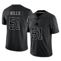 Qdoa C.Panthers #51 Sam Mills Player Black Limited Reflective Game Stitched Jerseys