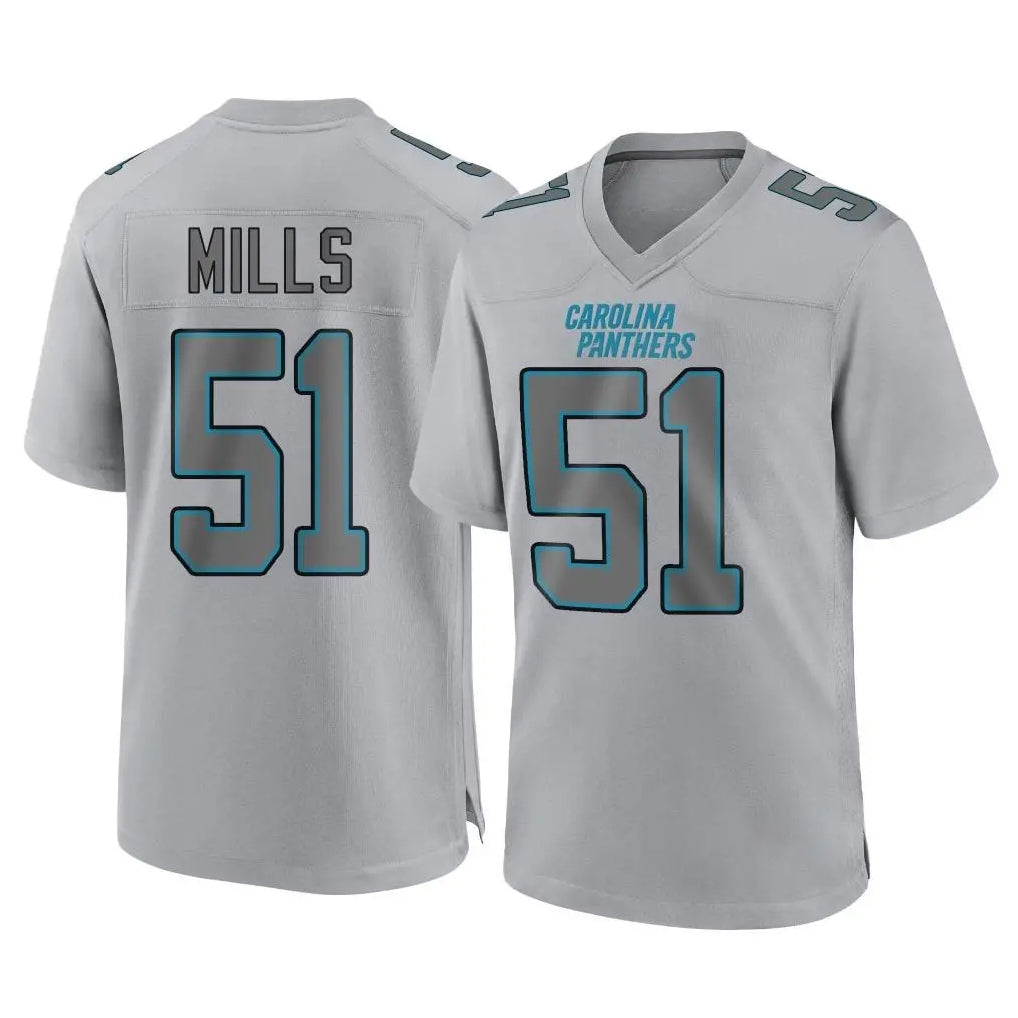 Qdoa C.Panthers #51 Sam Mills Player Gray Atmosphere Fashion Game Stitched Jerseys