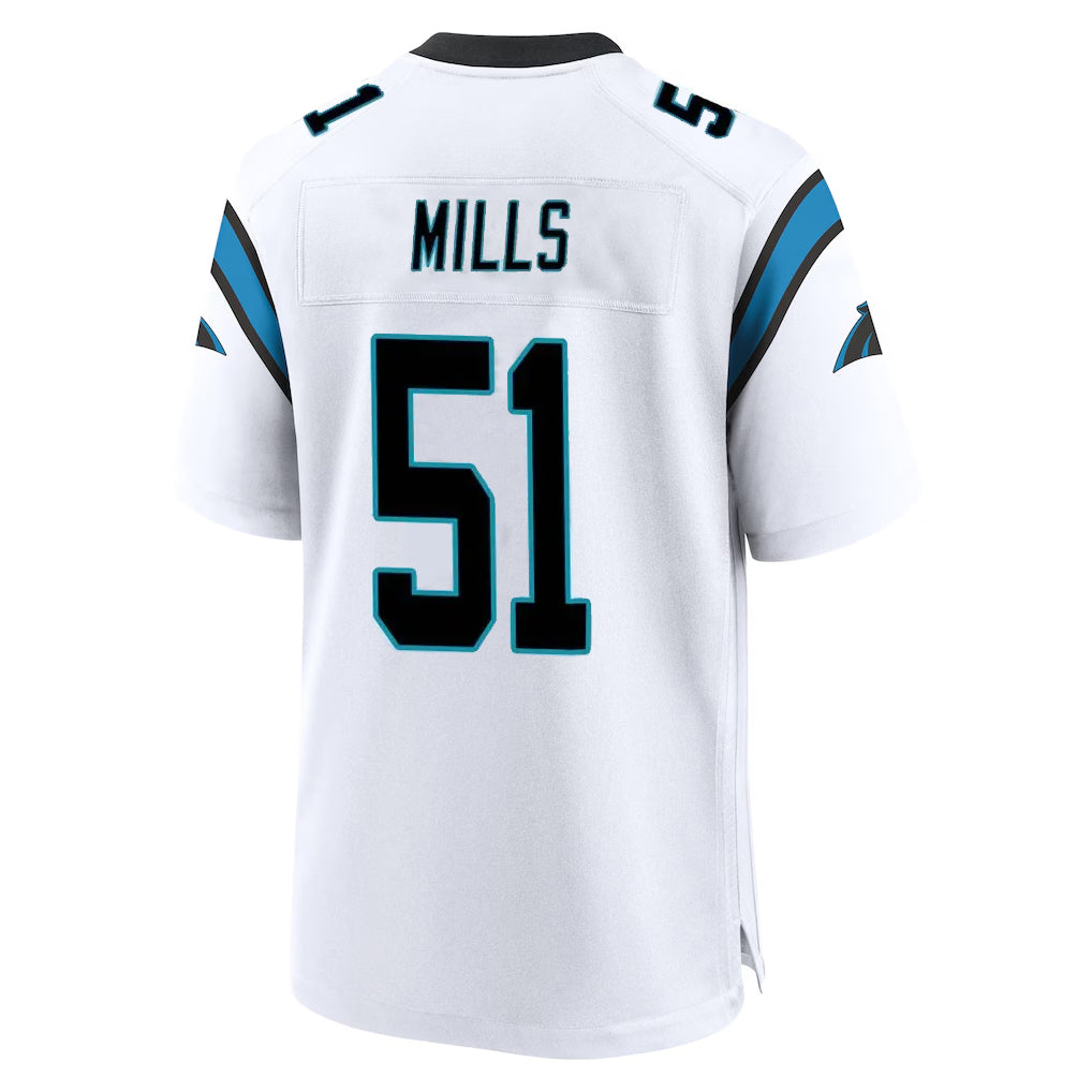 Qdoa C.Panthers #51 Sam Mills Player White Home Game Stitched Jerseys