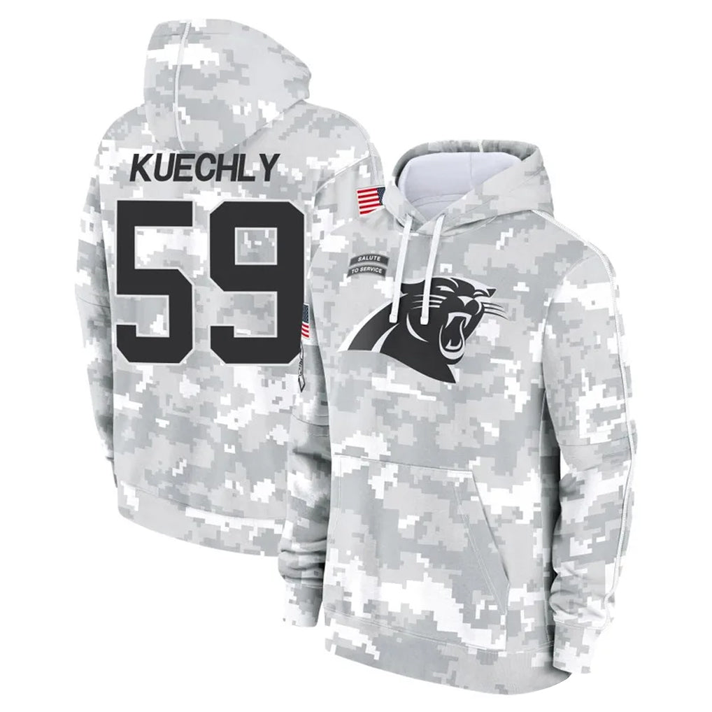 Qdoa C.Panthers #59 Luke Kuechly Player Arctic Camo Salute to Service Hoodies Stitched Jerseys