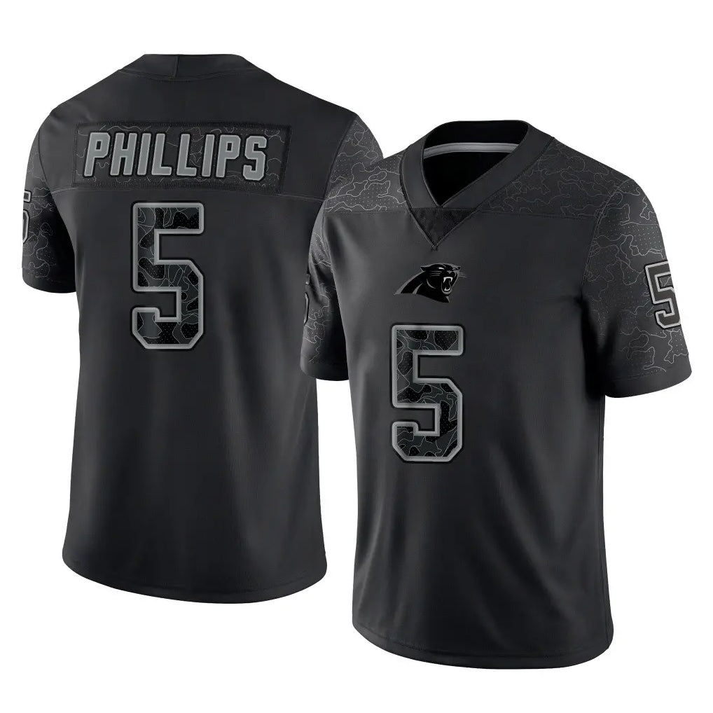 Qdoa C.Panthers #5 Jaelan Phillips Player Black Limited Reflective Game Stitched Jerseys