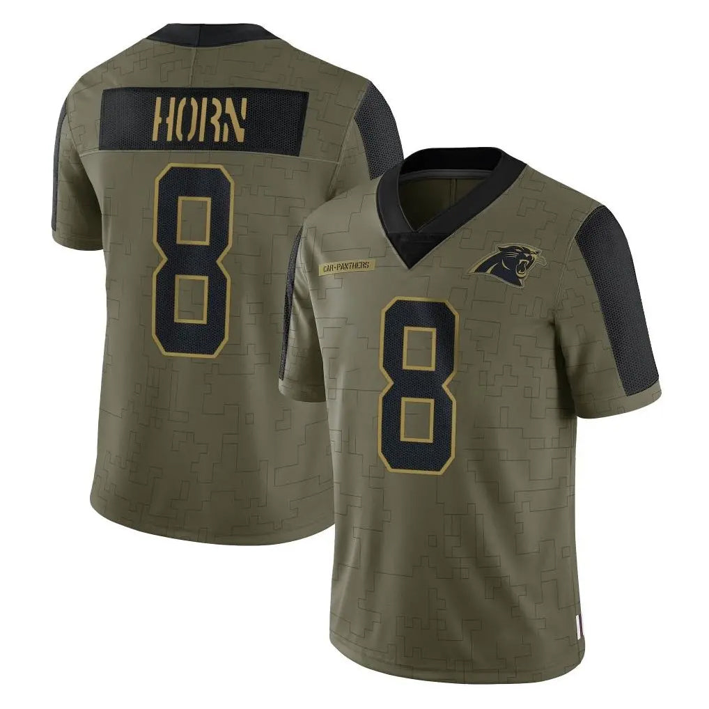 Qdoa C.Panthers #8 Jaycee Horn Player Olive Salute to Service Limited Game Stitched Jerseys