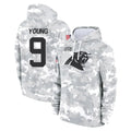 Qdoa C.Panthers #9 Bryce Young Player Arctic Camo Salute to Service Pullover Hoodies Limited Game Stitched Jerseys