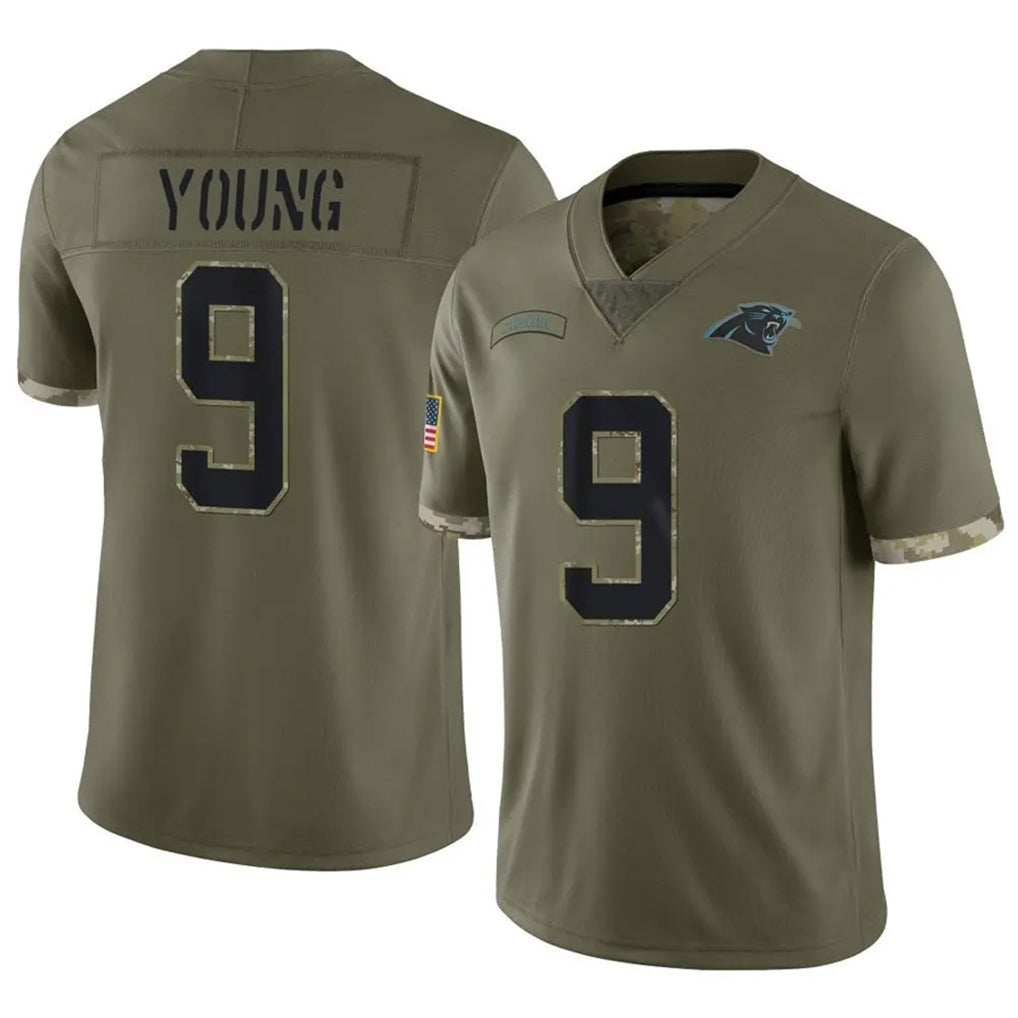 Qdoa C.Panthers #9 Bryce Young Player Olive Salute To Service Limited Stitched Jerseys