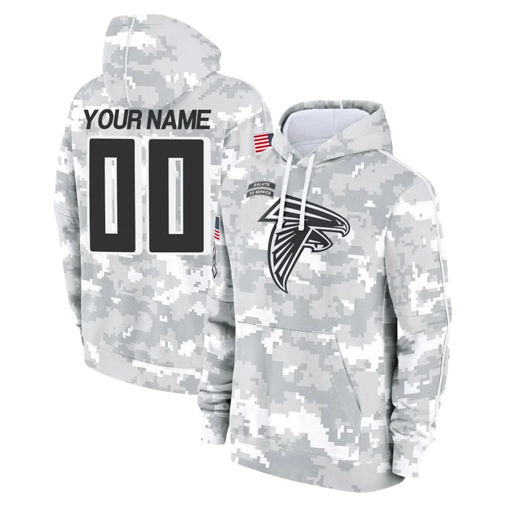 Qdoa Custom A.Falcons Arctic Camo Salute to Service Limited Hoodie Any Name & Numbers Stitched Jerseys