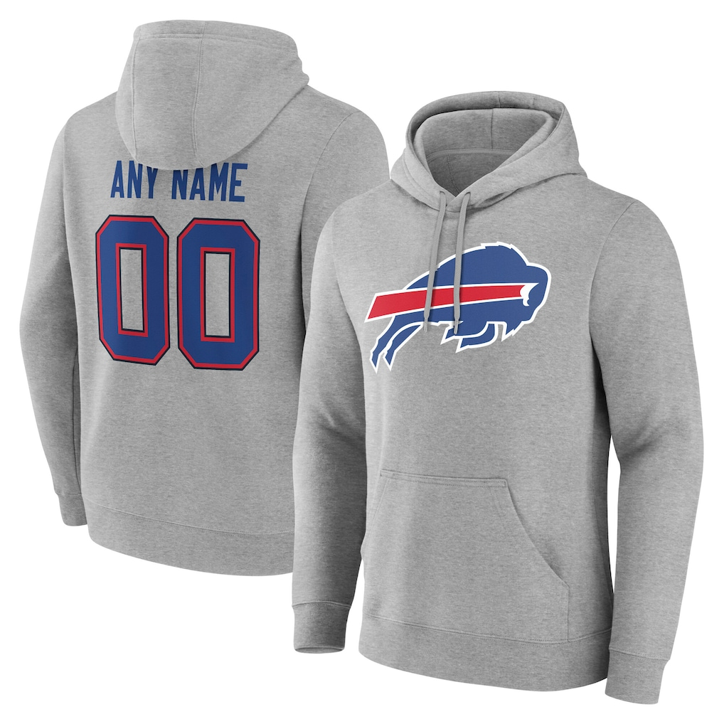 Qdoa Custom B.Bills Gray Team Authentic Personalized Name & Number Hoodie Stitched Jerseys