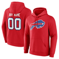 Qdoa Custom B.Bills Red Team Authentic Personalized Name & Number Hoodie Stitched Jerseys