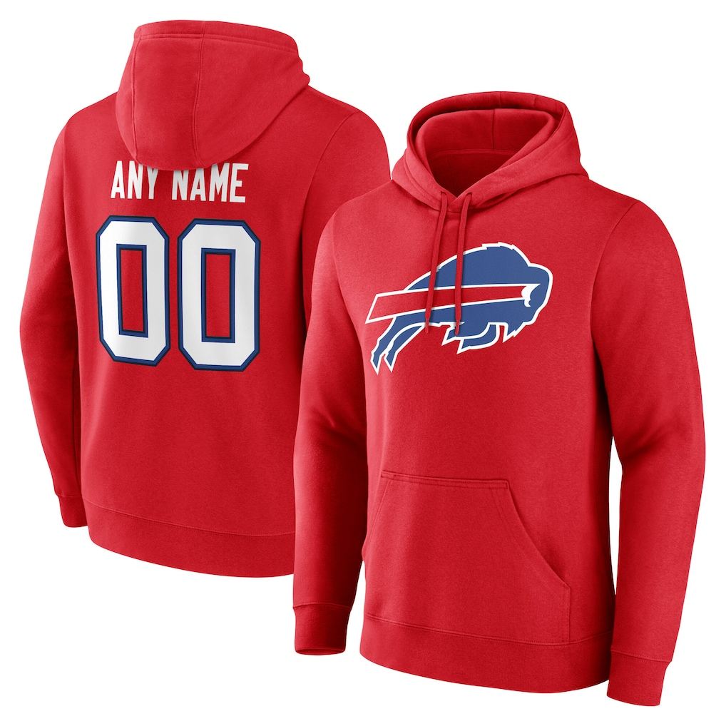 Qdoa Custom B.Bills Red Team Authentic Personalized Name & Number Hoodie Stitched Jerseys