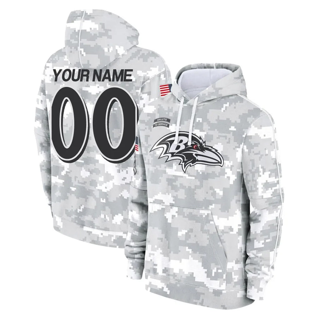 Qdoa Custom B.Ravens Black Pullover Hoodie Any Name & Numbers Stitched Jerseys