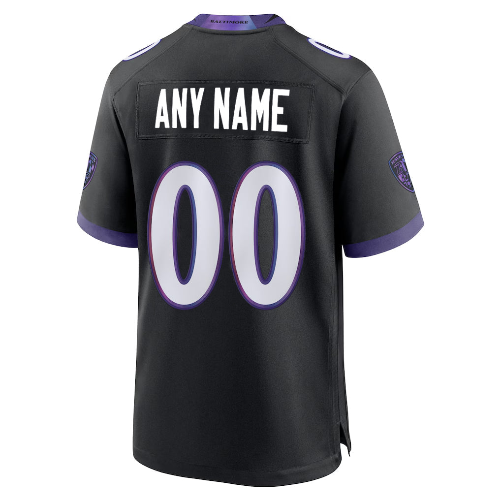 Qdoa Custom B.Ravens Black Home Game Any Name & Numbers Stitched Jerseys