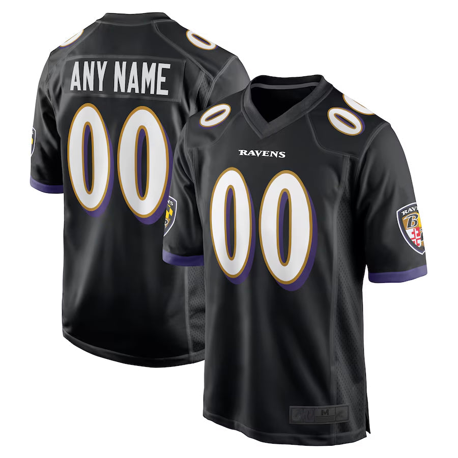 Qdoa Custom B.Ravens Black Home Game Stitched Jerseys