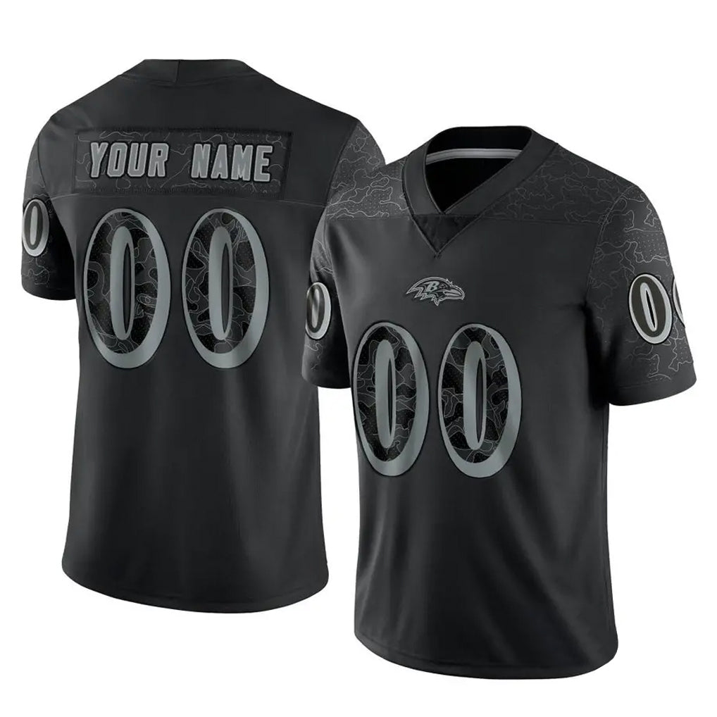 Qdoa Custom B.Ravens Black RFLCTV Limited Any Name & Numbers Stitched Jerseys