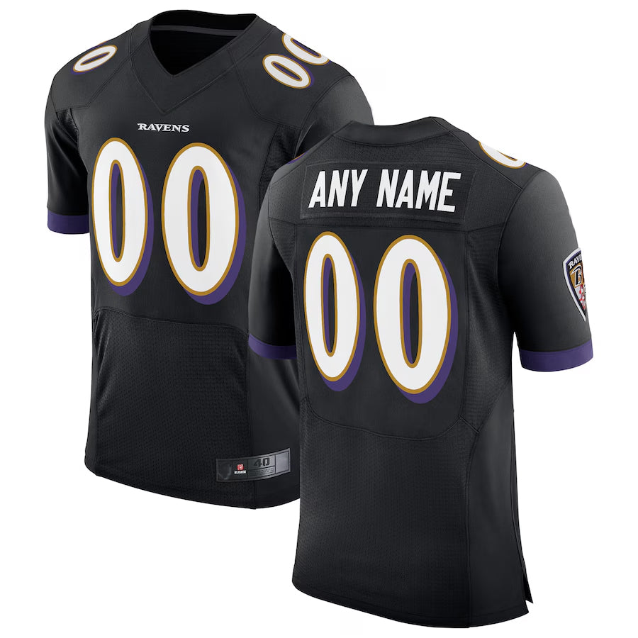 Qdoa Custom B.Ravens Black Speed Machine Elite Stitched Jerseys