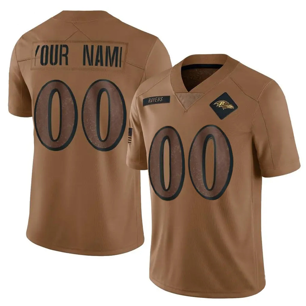 Qdoa Custom B.Ravens Brown Salute To Service Limited Any Name & Numbers Stitched Jerseys