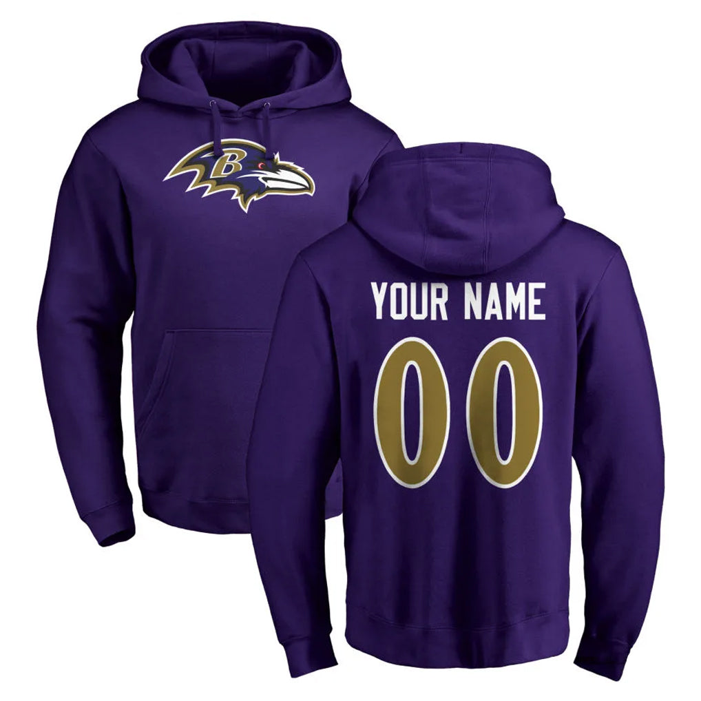 Qdoa Custom B.Ravens Purple Salute to Service Pullover Hoodie Any Name & Numbers Stitched Jerseys
