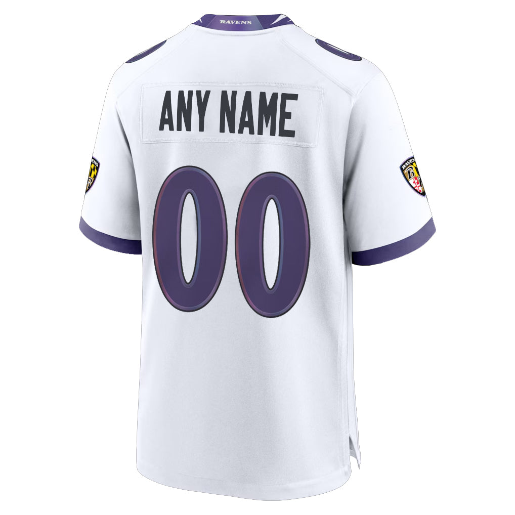 Qdoa Custom B.Ravens White Home Game Any Name & Numbers Stitched Jerseys