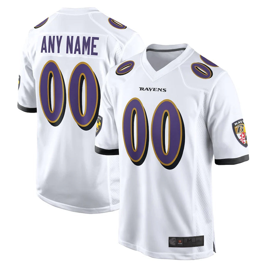 Qdoa Custom B.Ravens White Home Game Stitched Jerseys