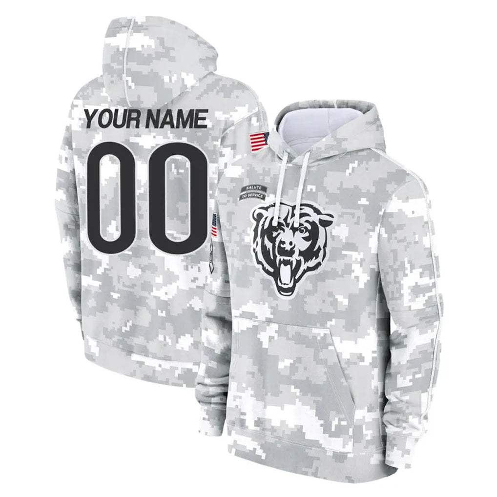 Qdoa Custom C.Bears Arctic Camo Salute to Service Pullover Hoodies Limited Any Name & Numbers Stitched Jerseys