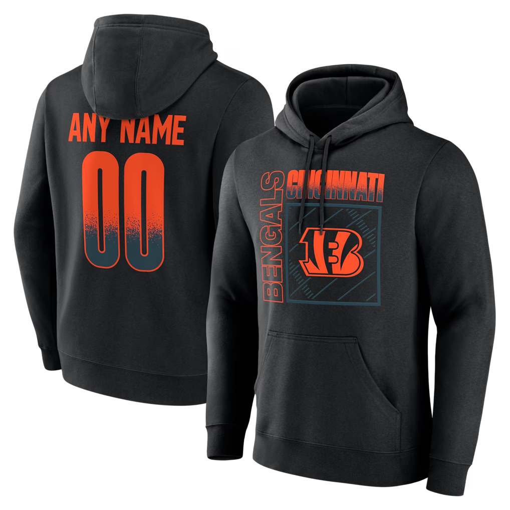Qdoa Custom C.Bengals Black Home Field Pop Personalized Name & Number Hoodie Stitched Jerseys