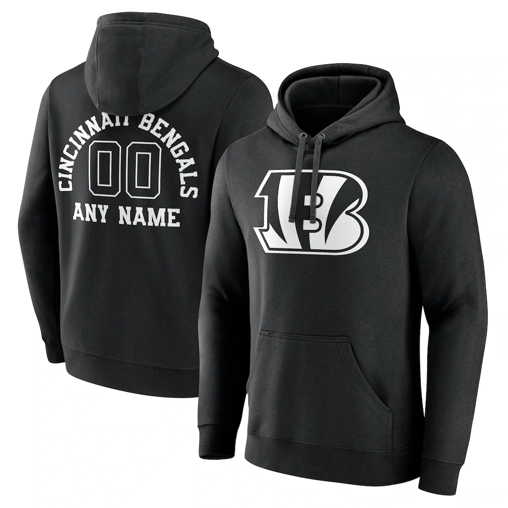 Qdoa Custom C.Bengals Black Personalized Name & Number Pullover Hoodie Stitched Jerseys
