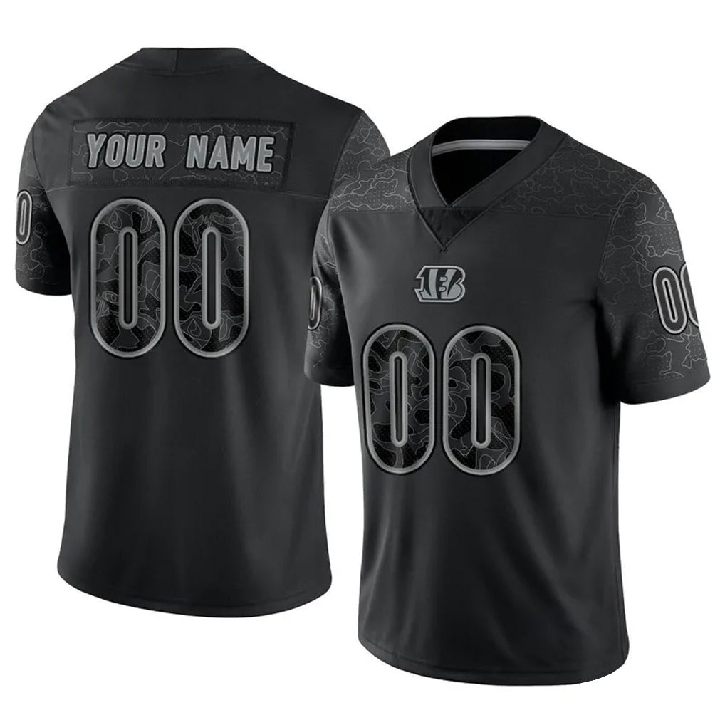 Qdoa Custom C.Bengals Black Reflective Limited Game Any Name & Numbers Stitched Jerseys