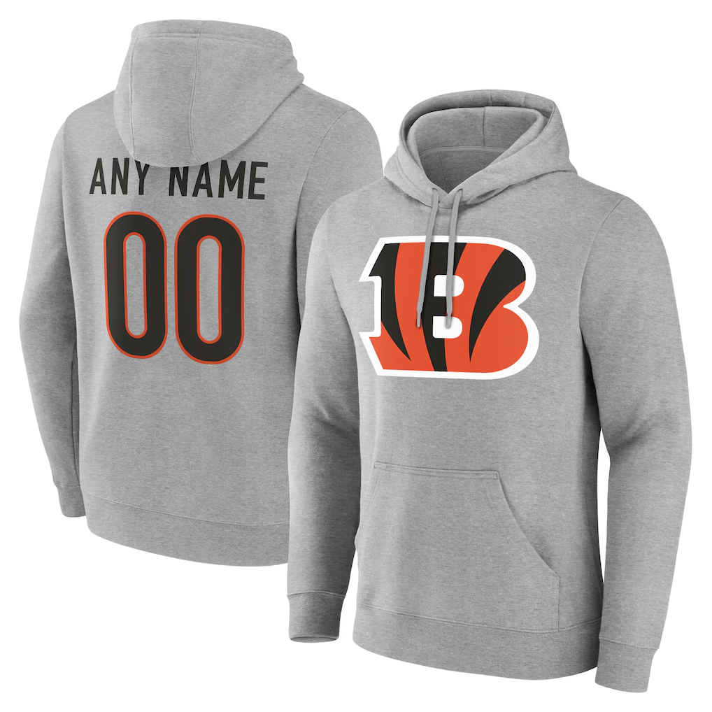 Qdoa Custom C.Bengals Gray Team Authentic Personalized Name & Number Hoodie Stitched Jerseys