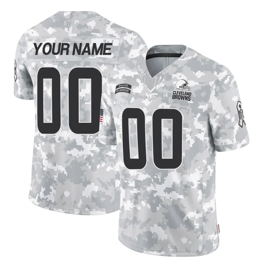 Qdoa Custom C.Browns Arctic Camo Salute to Service Limited Home Game Any Name & Numbers Stitched Jerseys