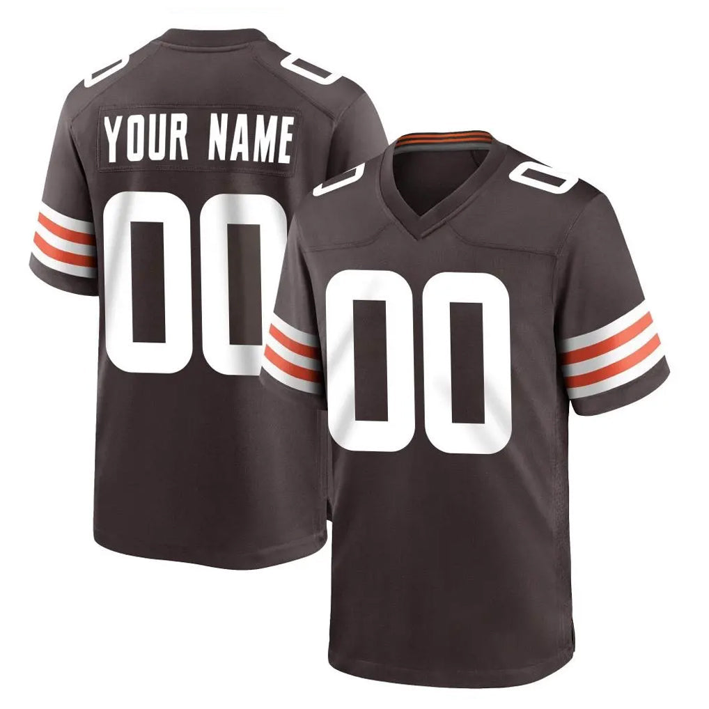 Qdoa Custom C.Browns Brown Home Game Any Name & Numbers Stitched Jerseys