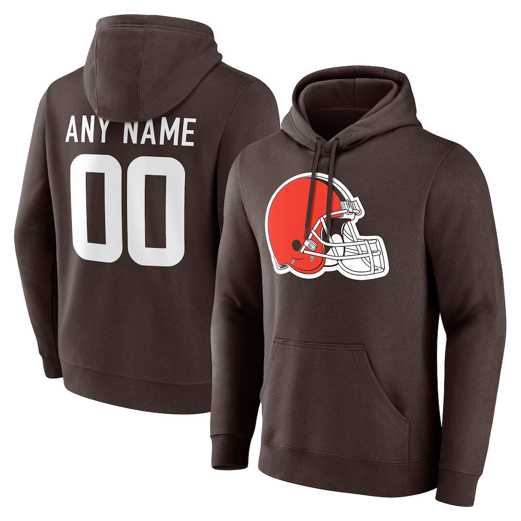 Qdoa Custom C.Browns Brown Primetime Logo Hoodie Any Name & Numbers Stitched Jerseys
