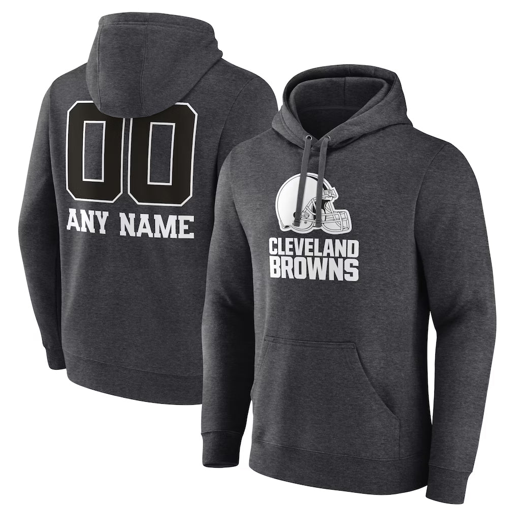 Qdoa Custom C.Browns Charcoal Primetime Logo Hoodie Any Name & Numbers Stitched Jerseys