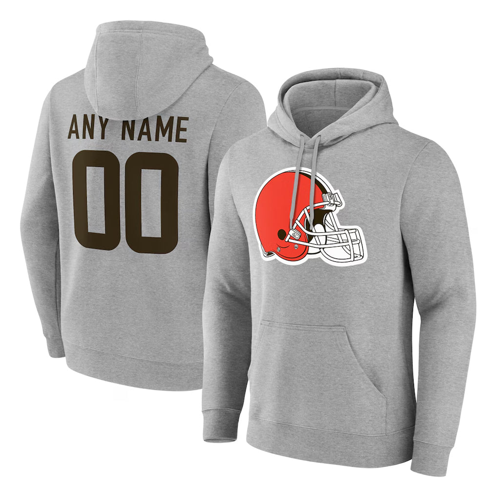Qdoa Custom C.Browns Gray Salute to Service Pullover Hoodie Limited Any Name & Numbers Stitched Jerseys