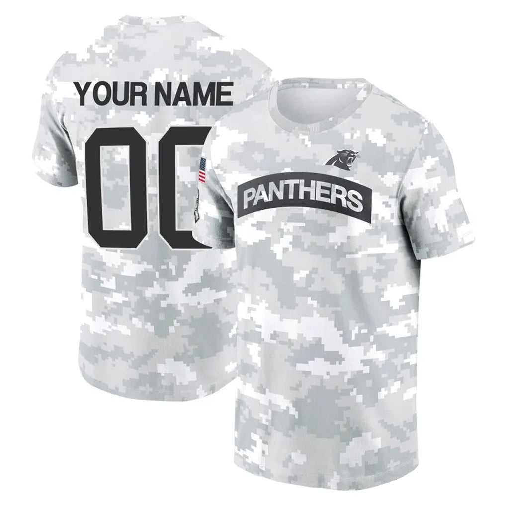 Qdoa Custom C.Panthers Arctic Camo Salute to Service T-Shirt Hoodies Any Name & Numbers Stitched Jerseys