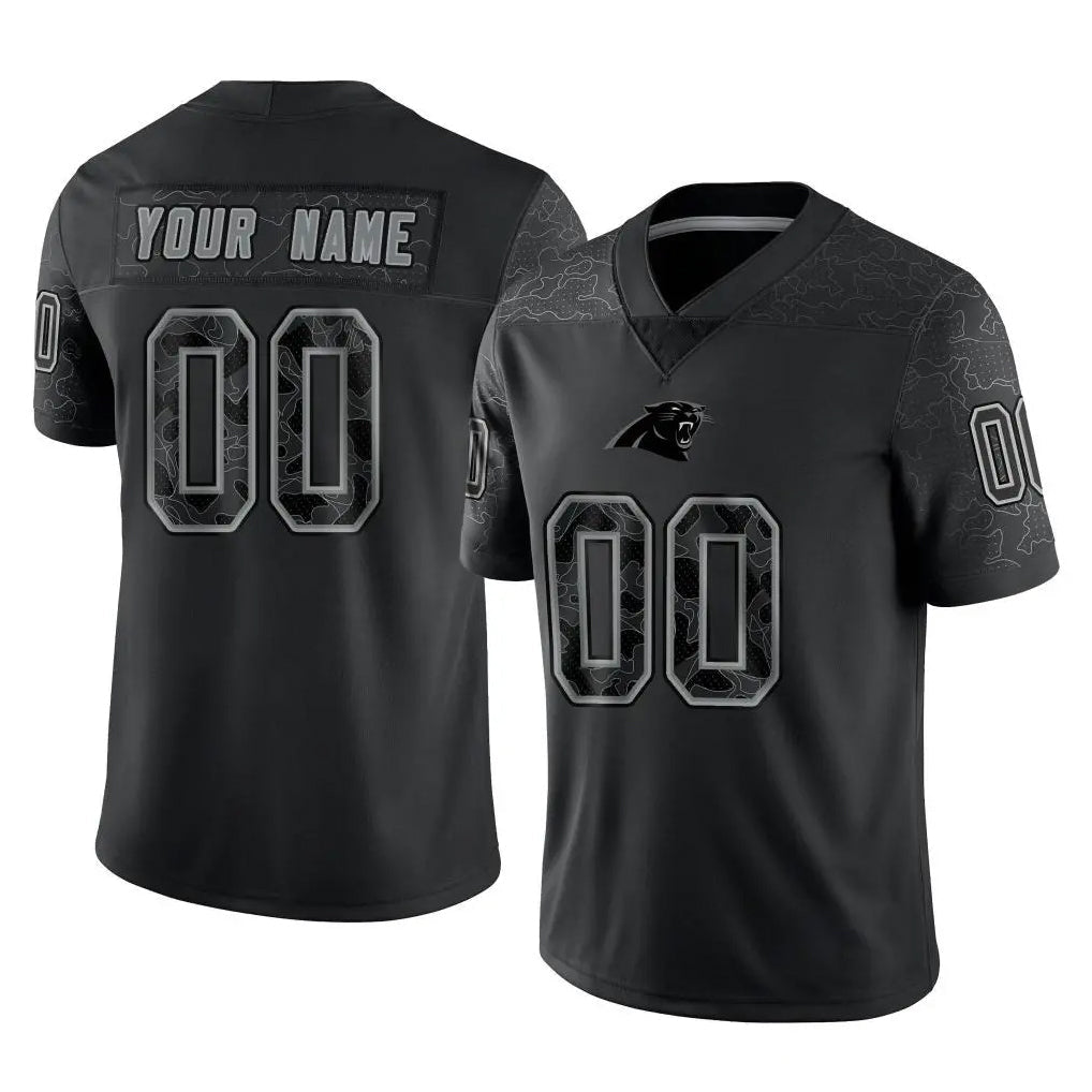 Qdoa Custom C.Panthers Black Limited Reflective Game Any Name & Numbers Stitched Jerseys