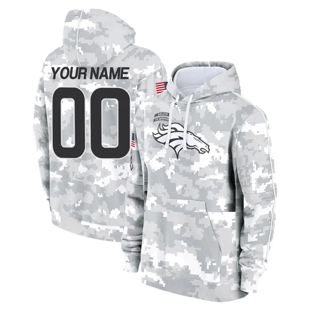 Qdoa Custom D.Broncos Arctic Camo Salute to Service Hoodies Limited Any Name & Numbers Stitched Jerseys