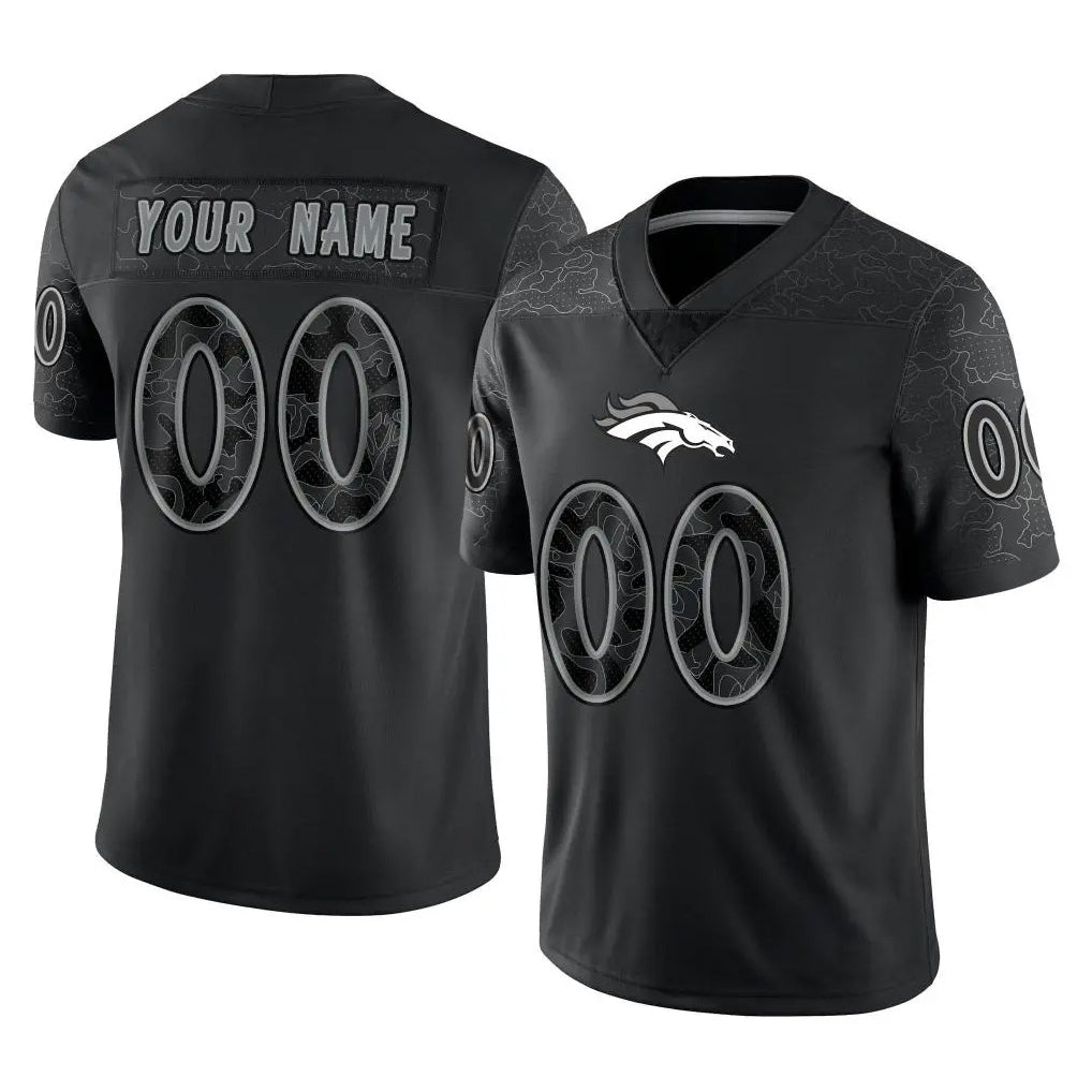 Qdoa Custom D.Broncos Black Reflective Limited Any Name & Numbers Stitched Jerseys