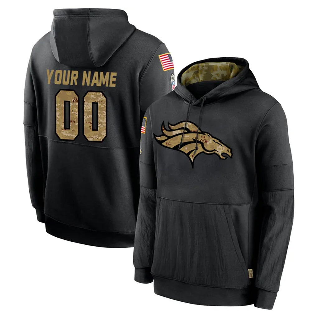 Qdoa Custom D.Broncos Black Salute to Service Pullover Hoodies Limited Any Name & Numbers Stitched Jerseys